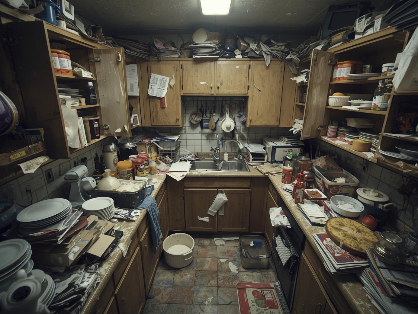 Cluttered kitchen before organization