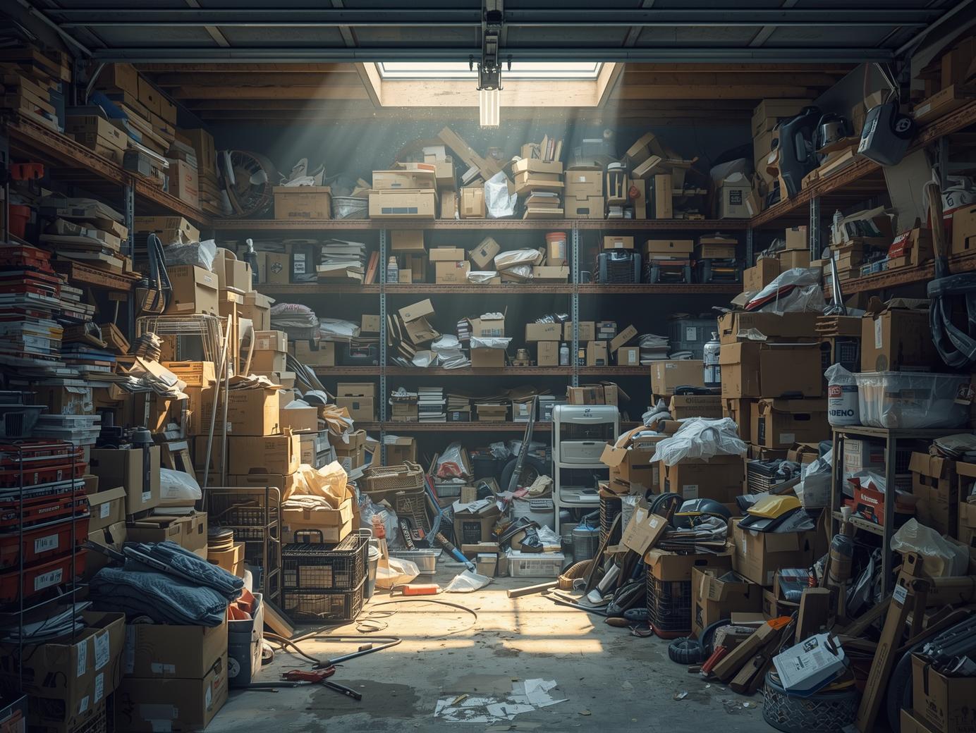 Overflowing garage before organization